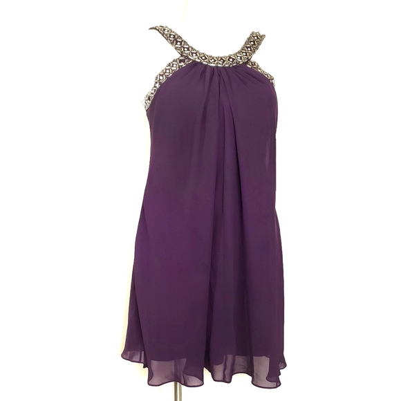 Scarlett Nite Purple Chiffon A-Line Dress Size 12 - Picture 1 of 11
